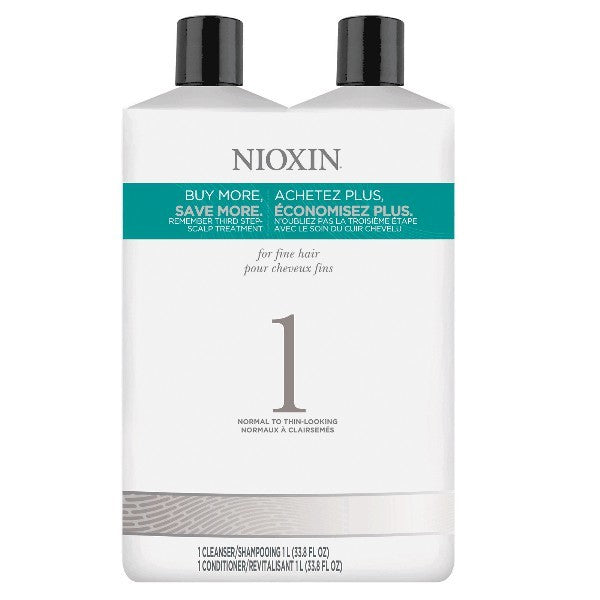 Nioxin System 1 Cleanser & Scalp Therapy Liter Duo by Nioxin - Luxury Perfumes Inc. -