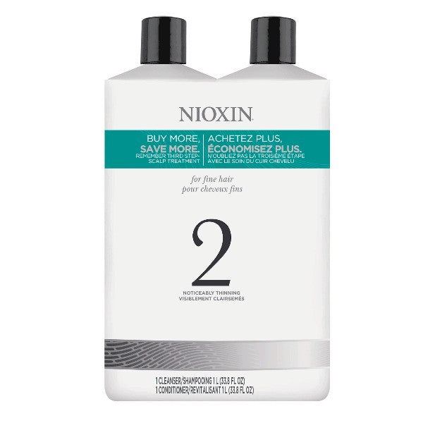 Nioxin System 2 Cleanser & Scalp Therapy Liter Duo by Nioxin - Luxury Perfumes Inc. -