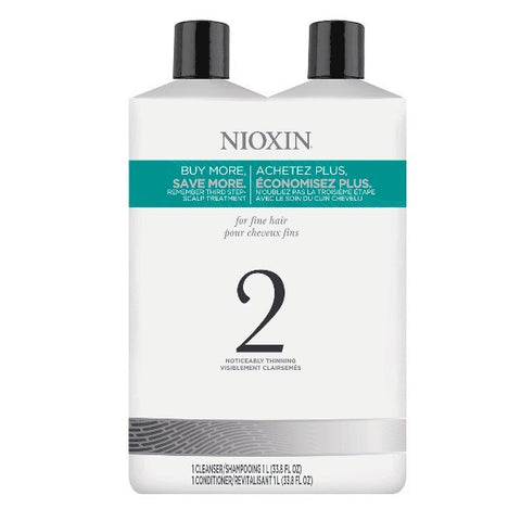 Nioxin System 2 Cleanser & Scalp Therapy Liter Duo by Nioxin - Luxury Perfumes Inc. - 