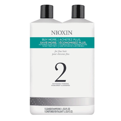 Nioxin System 2 Cleanser & Scalp Therapy Liter Duo by Nioxin - Luxury Perfumes Inc. -