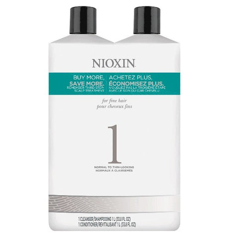 Nioxin System 1 Cleanser & Scalp Therapy Liter Duo by Nioxin - Luxury Perfumes Inc. - 
