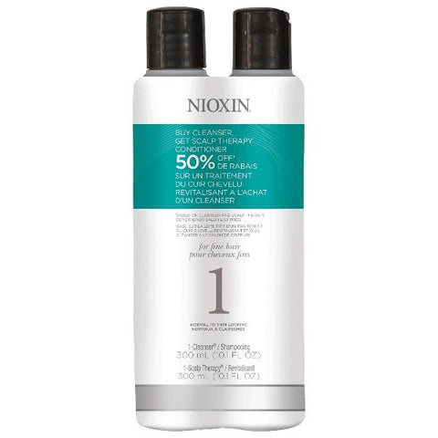 Nioxin System 1 Cleanser & Scalp Therapy Duo by Nioxin - Luxury Perfumes Inc. - 